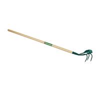 Leborgne, Griffe Piocheuse 3 dents Spatulées Avec Grattoir Manche Bois Certifié PEFC 100%, Manche extra-long, Grattoir intégré, dents spatulées pour améliorer le rendement, Manche percé