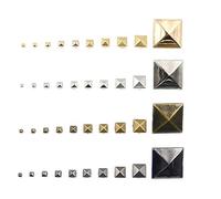 Griffe Pyramide Rivets Carrés Clous à Pointes Têtes en Nylon Artisanat du Cuir Bricolage pour Sacs Chaussures Ceinture Accessoires de Vêtement 100pcs-Gold,7mm 100pcs