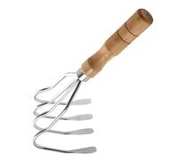 Griffe Râteau à Main - Outil à 4 Dents pour Pêcher Les Coques | Cultivateur de Plage et Jardin | Instrument avec Manche en Bois, pour Coquillages, Paysagisme et Chasse au Trésor