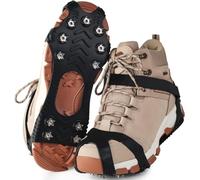 Griffes à Crampon avec 11 Dents, Véritables Pointes en Acier Inoxydable et Silicone Durable, Anti-Slip Crampons de Neige pour la Marche, Randonnée, Alpinisme en Hiver, Mixte Adulte (Noir, XXL)