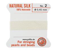 Griffin Cordon de perles en soie 0,45 mm (n°2) Blanc 2 m