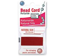 Griffin Cordon de perles en soie perlseide - Couleur grenat - Taille 4 (0,60 mm) - 2 mètres par carte - Aiguille en acier inoxydable attachée - Pour nouer des perles, des pierres précieuses, des