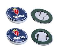 Griffin Lot de 2 Badges Ronds en Plastique pour Capot Avant et arrière de Voiture Saab 93 9-3 95 9-5 2003-2010 12844161 1278587 (Bleu)