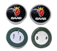 Griffin Lot de 2 badges ronds en plastique pour capot avant et arrière de voiture Saab 93 9-3 95 9-5 2003-2010 12844161 1278587 (carbone)