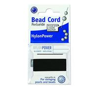Griffin Perlseide Cordon en nylon pour perles Noir Taille 0 (0,30 mm) 2 mètres par carte - Aiguille en acier inoxydable attachée - Pour nouer des perles, des pierres précieuses, des cristaux et des