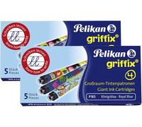 Griffix Refills Stylo Encre Stylo - Plume Pliable Avec 5 Cartouches Effaçables Bleu, 10er Packung