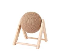 Griffoir 2 en 1 pour chat avec boule en sisal et support en bois, 22 x 18 x 16 cm, 650 g, rotation à 360 °, en forme de V, sans danger pour les chats