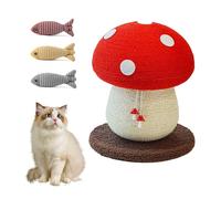 Griffoir Champignon pour -Le Chat interactif Multifonctionnel Joue Le grattoir Mignon de, pour Les Chats Arbre à Chat Design en Sisal et Peluche Teddy, avec 3 Poissons Jouets, 34x28cm (B)