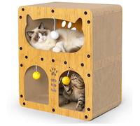 Griffoir chat maison double couche XL 51x43x28,5 cm, carton robuste, charge 20 kg, cachette repos grattage