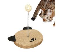 Griffoir Chat Sisal Naturel - Support Interactif Design Tête De Félin | Protection Mobilier Maison, Jouet Stimulation Mentale Et Physique, Tapis avec Cloche Intégrée pour Chaton Intérieur