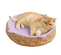 Griffoir circulaire pour chat | Nid de repos tissé respirant, motif oreilles de chaton, corde de coton, pour protéger les meubles, couper les ongles, soigner les pattes, faire de l'exercice