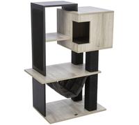 TRIXIE griffoir City Style 98 cm en Gris/Noir - Arbre à Chat à Plusieurs étages avec Une Grotte Confortable et Un hamac, possibilité de griffer avec Un Tronc en Jute - 44724