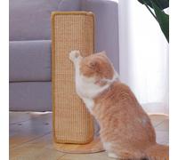 Griffoir d'angle en carton pour chat - 52 cm - Fixation murale - Protection de canapé d'angle - Meuble robuste - Griffoir en sisal avec base en bois (kaki)
