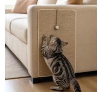 Griffoir d'angle pour chat - 60 cm - En sisal - Pour canapé et meubles - Planche à gratter d'angle avec balle de jeu, protection contre les griffures pour canapé, sous-meubles