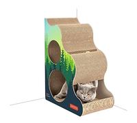 Griffoir en carton pour chat griffoir pour chat pour chat économise de l'espace grâce à l'angle griffoir pour chats avec deux trous et sonnette, carton résistant pour chat (43 x 27 *