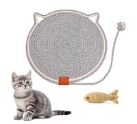 Griffoir en corde de coton naturel, tapis double face pour chat avec jouet pour chat, durable et facile à nettoyer, protège les meubles (gris, 43 cm)