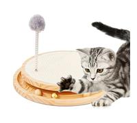 Griffoir en sisal naturel pour chat - Jouet interactif avec boule à ressort pour tous les chats d'intérieur - Chasse - Jeu de détente - Exercice physique - 39,1 x 33 x 16 cm
