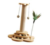 Griffoir en sisal pour chats avec plusieurs jouets pour chatons Meubles en sisal Poteau piste à deux couches Jouet pour chats