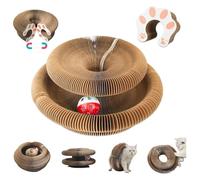 Griffoir for Chat Magic Organ, Jouet Accordéon Pliable avec Balle, Exercice Mental Et Physique Interactif for Chats, Marron(1PCS)