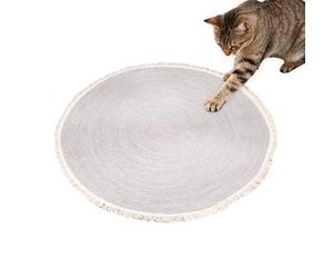 Griffoir Horizontal à Chat,Carpette Ronde En Corde De Coton - Tapis De Sol Lavable À Gratter Avec Frange,Pour Salon, Chambre à coucher, Salle de Jeux, Entrée, Appartement, Dortoir, Terrasse
