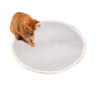 Griffoir Horizontal à Chat,Tapis Rond en Corde De Coton pour Table Basse - Grattoir Horizontal Lavable avec Frange | pour Salon Chambre Maison Salle De Jeux Entrée Appartement Porche Patio