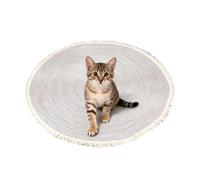 Griffoir Horizontal à Chat,Tapis Rond en Corde De Coton pour Table Basse - Griffoir de Sol Lavable avec Frange,pour Salon, Chambre à Coucher, Salle de Jeux, Entrée, Appartement, Dortoir, Terrasse