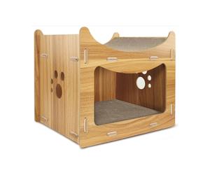 Griffoir Pagode en bois et carton pour chats avec herbe à chat Record