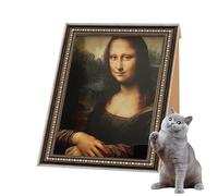 Griffoir pour animaux de compagnie | Design artistique classique | 44 x 34 x 52 cm | Planche à aiguiser en bois | Lit griffoir Mona Lisa | Base robuste et stable | Pour les parents d'animaux