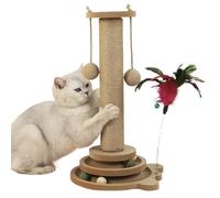 Griffoir pour Chat - 4 en 1 Jouets Stimulants pour Chats,Centre d'Activités Vertical avec 2 Boules en Sisal et Circuit à Billes - Fournitures Multifonctions pour Chaton et Protection des Meubles
