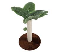 Griffoir pour Chat, Arbre à Gratter avec 3 Boules Suspendues, Facile à Installer, Peu Encombrant, Protège Les Meubles, Sisal Recouvert de Feuilles Vertes (Brown)