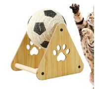 Griffoir pour Chat avec Balle, Jeu en Sisal avec Base en Bois pour Griffoir Chat, Griffoire Sphérique Limogriffe, Jeu d'exercice et Enrichissement pour Divertissement en Intérieur
