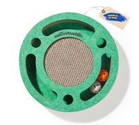 Griffoir pour Chat avec Piste à balles à grelot - Jouet pour Chats interactif, Tapis à griffer en Carton ondulé avec Herbe à Chat, Planche à griffer, Accessoires pour Chats (Vert)