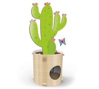 Record Poteau à gratter Cactus - Griffoir en Carton avec Herbe à Chat - Structure en Forme de Tronc 35 x 90h cm - Jouet et Niche résistante et Recyclable - Couleur La Havane