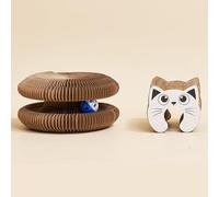 Griffoir pour Chat Carton Interactif | Magic Organ Cat Scratching Board | Jouet Accordéon pour Chat Rond | Organe Magnétique De La Planche De Grattement De Chaton Pliable avec Cloche 11x10x6cm