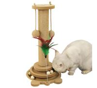 Griffoir pour Chat Circuit À Balle Pour Chat | Structure d'Escalade Verticale Résistante à l'Usure Avec Canne À Plume et 2 Balles en Sisal Pour Limage Griffes Chiens