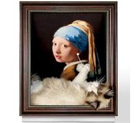 Griffoir pour chat d'intérieur - Design demi-rond avec griffoir horizontal et herbe à chat (fille avec une boucle d'oreille en perles, taille M à L)