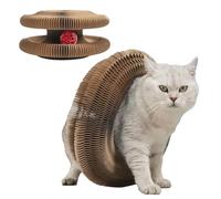 Griffoir pour Chat en Carton - Couverture ondulée Ronde - Jouet de Correction de Chat Pliable - Jouet interactif pour Chat - avec Balle Cloche pour Jouer et Faire de l'exercice, Chats Ronds