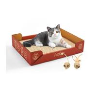 Griffoir pour chat, en carton ondulé avec coussinet en sisal, griffoir 3 en 1 avec boîte, boîtes à griffer en carton pour chats de grande taille, griffoirs pour chats d'intérieur avec jouets