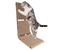 Griffoir pour chat en carton | Tapis à gratter en forme de L | Poteau vertical pour chats en intérieur | Accessoires pour petits animaux de compagnie