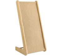 Griffoir pour chat en forme de L avec cadre en bois massif, grand griffoir en sisal de 71,6 cm, protection des meubles, design incliné ou debout pour félins de moins de 15 kg, finition bois naturel