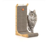 Griffoir pour Chat en Forme de L de 48cm de Haut, Planche Grattoir Chat Carton avec Balle Jouet d'intérieur