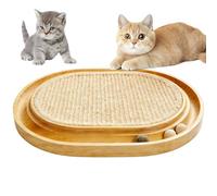 Griffoir pour chat en sisal 2 en 1 avec bois de pin massif et sisal naturel et balles d'herbe à chat, griffoir pour chat et tapis pour jouer et se détendre pour tous les chats, 43 x 33 x 3 cm