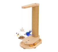 Griffoir pour chat - interactifs en bois, 35 x 25 x 16,5 cm, griffoir pour chat avec piste à billes pour chatons, petits, moyens et grands, meubles d'intérieur, mur, canapé, tapis d'escalade