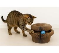 griffoir pour Chat - Jouet griffoir Cama Brun Rond 18,5x11x8 cm - Carton Recyclable - Pliable - 3 Formes avec Aimant - Balle avec Clochette - Jouet Chat