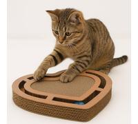 griffoir pour Chat - Jouet griffoir Poro cœur Beige Brun 42,5x33,5x5,5 cm - Carton Recyclable - avec Herbe à Chat - Balle avec Clochette - Jouet Chat