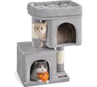 Griffoir Pour Chat, Tour Pour Chat 67 Cm, S, Maison Pour Chat Jusqu'à 3 Kg, Grand Perchoir Pour Chat, 2 Grottes Pour Chat, Griffoir, Gris Clair
