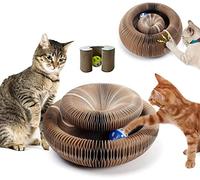 Griffoir pour Chats avec Clochette, Grand Magic Organ Cat Scratcher Board, Tableau à Gratter pour Chat, Papier ondulé recyclé, Jouet pour Chat lit Rond, Jouet à gratter interactif Pliable