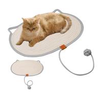 Griffoir pour chats d'intérieur - avec balle en coton naturel et lin antidérapant | Tapis interactif pour chat | Pour le jeu, l'entraînement, l'exercice, la maison, le salon, le temps en famille