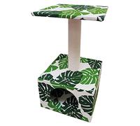 Griffoir pour Chats | Griffoir avec boîte et Plate-Forme | Green Leaves Cave