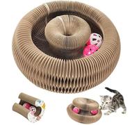 Griffoir pour Chats, Griffoir Chats Carton de Ondulé Planche, Magic Organ Cat Scratching Board avec Balle Cloche, Lit à Chat Pliable